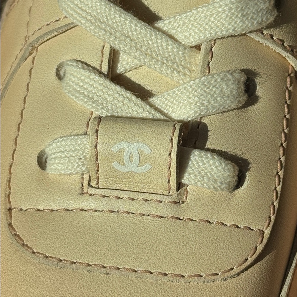 Chanel sneakers trainers flats ombré beige printed calfskin light orange sz 38.5 - Picture 6 of 11